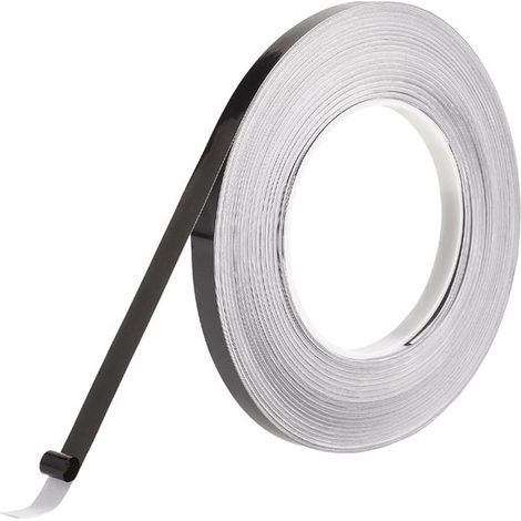 Nastro adesivo in PVC lucido da 50 mm × 5 mm, nero, impermeabile, decorativo, riposizionabile, autoadesivo, per pareti, modanature e bordi di piastrelle. (1/5)
