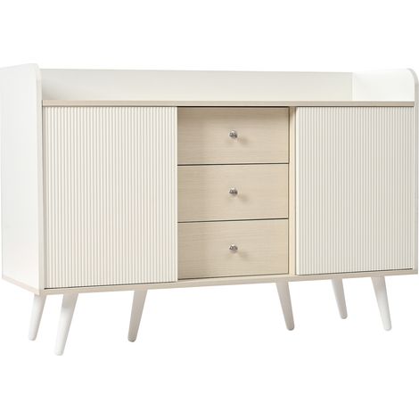 ELVMI Buffet et Enfilade avec 2 Portes Coulissantes, 3 Tiroirs et Étagères Réglables pour Salon en MDF 117.5×39.5×79 cm (1/4)