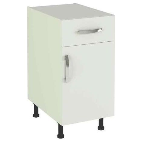 Mueble cocina bajo con 1 cajón y 1 puerta en blanco. 83 cm(alto)40 cm(ancho)58 cm(largo)