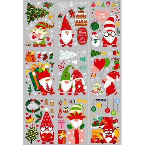 Bögen Weihnachtsfensteraufkleber, Gnome, Zwerge, gesichtslos, für Puppen, statische Aufkleber, Tür-, Wand- und Fensteraufkleber, Dekoration