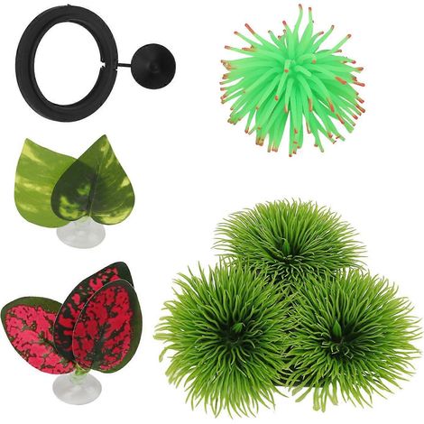 Ensemble de 5 feuilles décoratives pour aquarium, servant de support à la ponte ou d'alimentation pour poissons betta. (1/3)