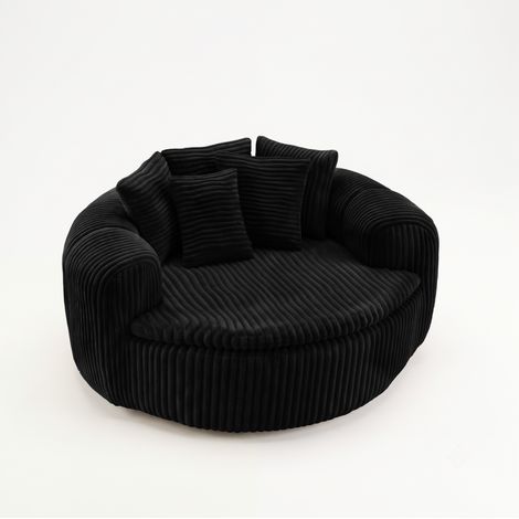 Poltrona relax 145x133x59 cm in tessuto nero, facile da montare, FloraGrace (1/5)
