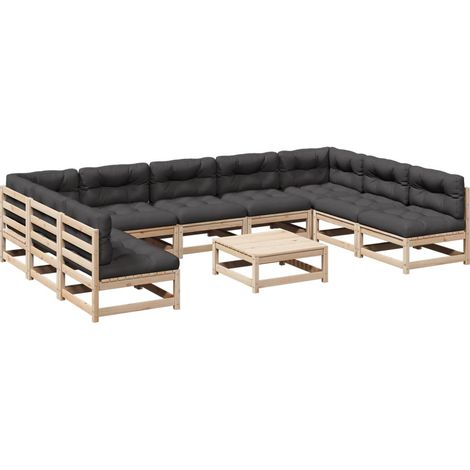 Maison Exclusive - Set de sofás de jardín 10 pzas con conjines ma (1/5)
