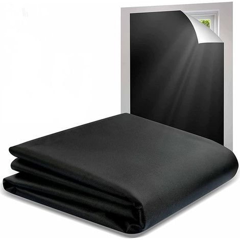 Store Occultant sans Percage, 200x145cm, Tissu Isolant Thermique Intérieurs Rideau Opaque pour Fenetre de Toit Chambre Bureau Voyage Caravane(Tissu occultant uniquement, Noir) (1/5)