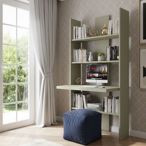 Libreria con scrivania incorporata: spaziosa, robusta e facile da montare - Salvia (1/5)