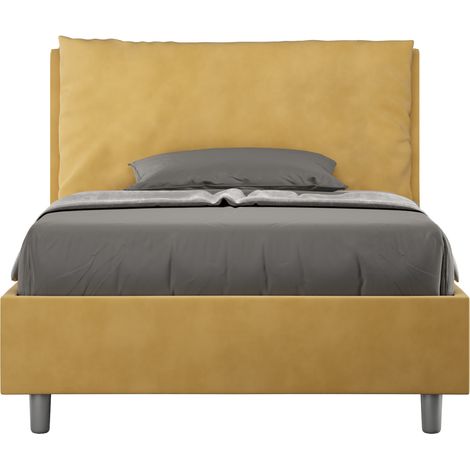 Letto 1 Piazza E Mezzo 120x210 cm Senza Rete Imbottito in Microfibra Antea Large Ocra (1/5)