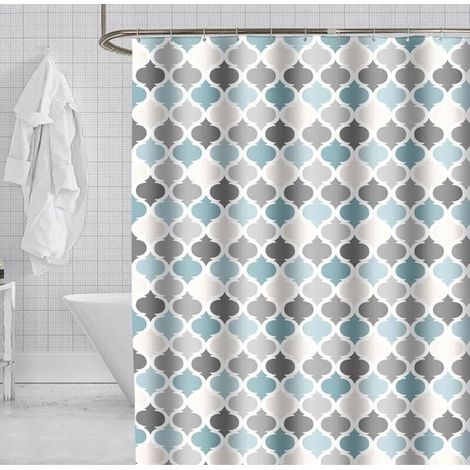 Tenda da doccia in poliestere antimuffa, 180 x 180 cm, blu – 12 ganci inclusi, lavabile in lavatrice.