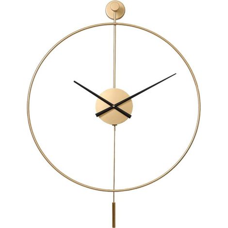 Horloge murale 3D moderne à piles, ronde et décorative en métal fer, idéale pour le salon - 50 cm (1/5)
