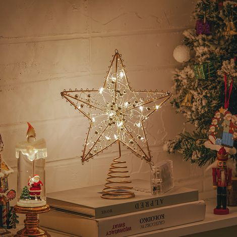 Metal Star Christmas Tree Topper with Beads (1/5)