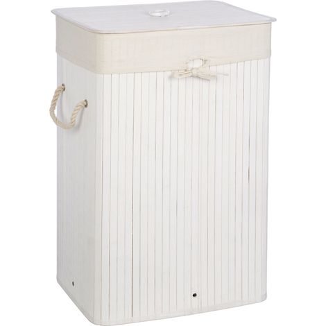 Premier Housewares Kankyo White Bamboo Laundry Hamper (1/3)