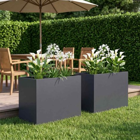 Cache-pot de jardin 2 pc Anthracite 60 x 40 x 50 cm (1/5)