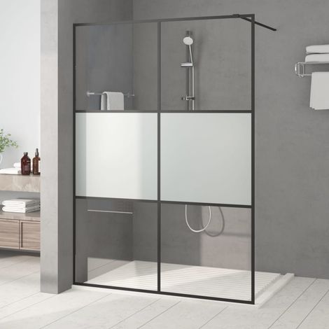 Vidaxl – Paroi de douche 140x195 cm – Verre ESG 5 mm semi-dépoli – Cadre aluminium noir – Résistance aux éclaboussures (1/6)