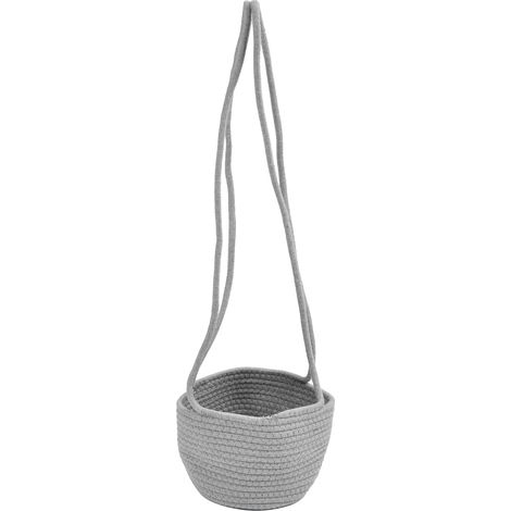 Panier suspendu en corde de jute et coton, solide support pour plantes, organiseur de rangement, décoration intérieure grise