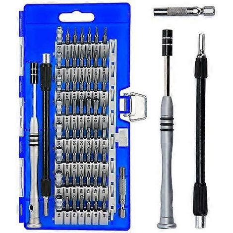 Kit d'outils de réparation de précision 60 en 1 en acier S2 : tournevis, douilles et embouts (bleu)