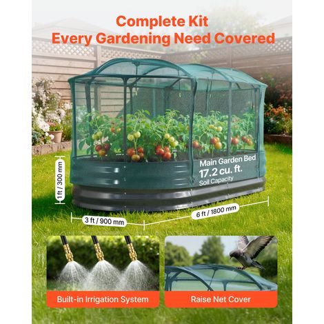 Potager Surélevé Métal 180x90x30 cm Carré Potager Surélevé à Arrosage Auto Lit de Jardin Ovale pour Culture Légumes Fleurs, Fond Ou… (1/5)
