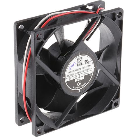Ventilateur axial RS PRO 24 V dc, 68m³/h, 80 x 80 x 25mm, 2.41W ( Prix pour 1 ) (1/3)