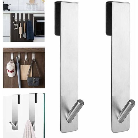 2er-Pack Türhaken – Türhaken aus Edelstahl mit rutschfester Innenseite – geeignet für Küche, Schlafzimmer, Kleiderschrank, Badezimmer