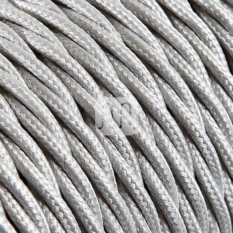 Cable eléctrico 2 x o 3 x 50 metros trenzado de tela color plata – 2 x 0,75 mm (1/3)