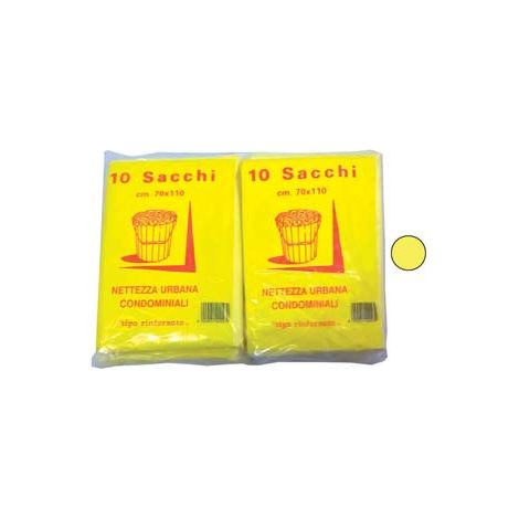 SACCO CONDOMINIALE RINFORZATO GIALLO  PZ.10- - cm.70x110 gr.75 - 10 confezione CP