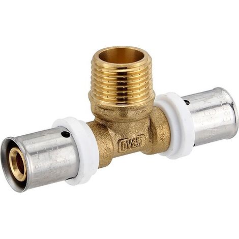 Pressfitting-T-Stück 16 x 2,0 - 1/2 Zoll Außengewinde - 16 x 2,0 mm für MV-Rohr