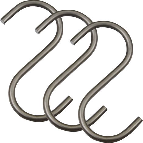 3x SOTECH S-Haken für Rundstäbe bis Ø 30 mm für Garderoben, Küchenreling uvm. Rohstahl klar lackiert