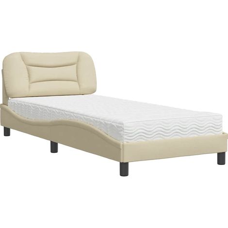 Maison Exclusive - Bett mit Matratze "Hvar" Creme 80x200 cm Stoff