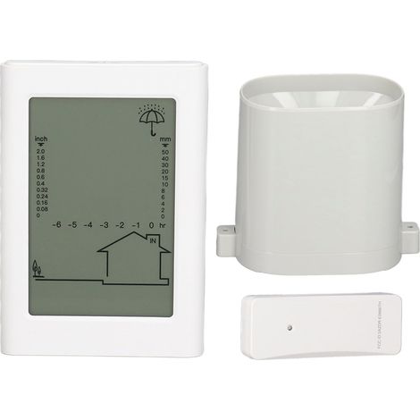 Pluviomètre numérique extérieur 3-en-1 avec rétroéclairage orange, station météo sans fil pour jardin, indicateur de précipitations électronique