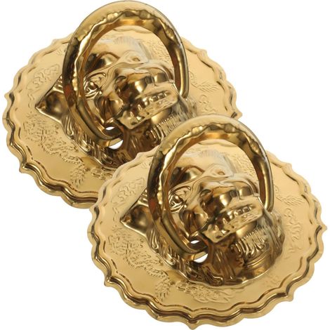 de porte décorative Tofficu tête de lion dorée heurtoir de