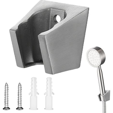 Support de pommeau de douche, support de pommeau de douche mural argenté avec vis et crochet en acier inoxydable, support de pommeau de douche léger et solide pour pommeau de douche de salle de bain (1/5)