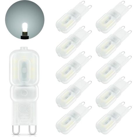G9 LED-Lampe, 3 W (entspricht 30 W Halogenlampe), Kaltweiß (6000 K), 300 lm, Mini-LED-Lampe G9, flimmerfrei, nicht dimmbar, 360°-Abstrahlwinkel, geeignet für Schlafzimmer, Wohnzimmer und Küche, 10er-P