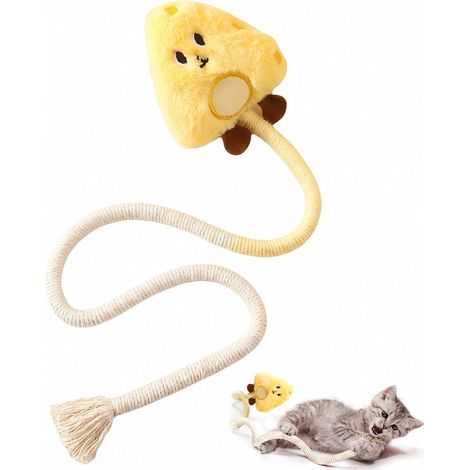 Jouet pour Chat, 1 Pièce Corde Coton Modèle Fromage, Jouet Interactif à Mâchonner, Nettoyage Dentaire Naturel (1/5)