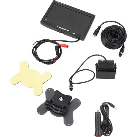 Rétroviseur 7 pouces avec caméra de recul 4 broches étanche, écran LCD, vision nocturne infrarouge pour bus, camion, camping-car, caravane, remorque (1/5)