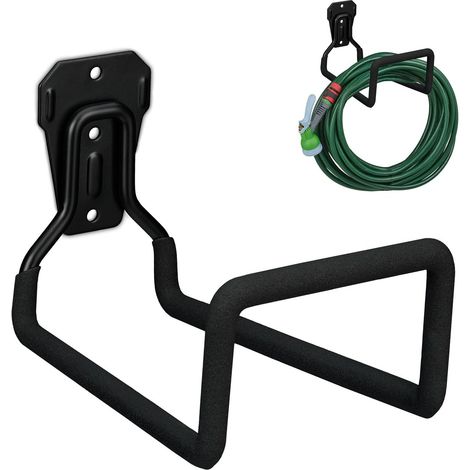 Soporte para manguera de jardín de acero negro para montaje en pared (1/5)