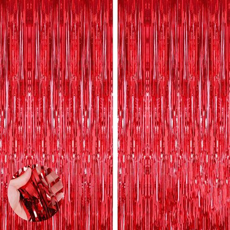 4 pièces de rideau à franges Rouge, 1m×2m, décoration de porte et fenêtre, fond de photo pour anniversaire, mariage, diplôme et Halloween (1/5)