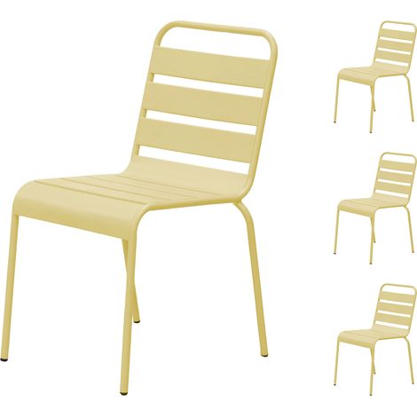 Lot de 4 chaises de jardin en métal crème - BACA (1/5)