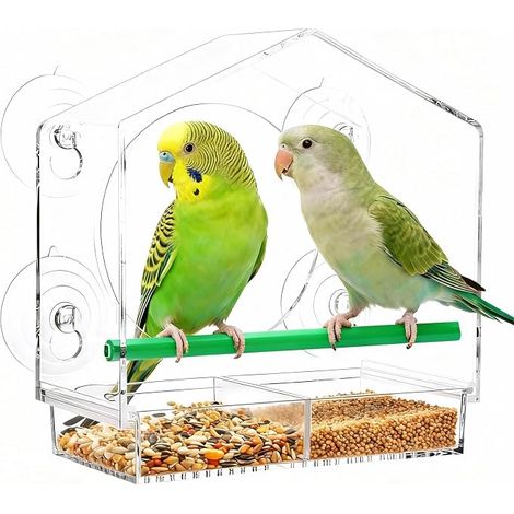 Window Bird Feeder, with Suction Cups and Removable Seed Trays with Drainage Holes, Clear Bird Feeders for Small Birds, Observation Gift (1/5)