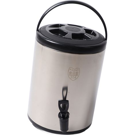Distributeur de boissons en acier inoxydable 304 8L, seau isotherme double paroi noir pour boissons chaudes ou froides, usage commercial 8 litres