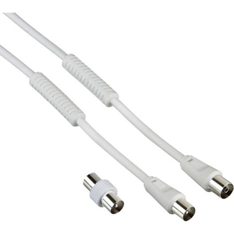 Hama Cavo antenna M F con adattatore M M 5 metri 85 dB ferrite bianco (1/2)