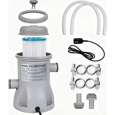 Bestway – Pompe de filtration pour piscine 1100-8300L – Débit 1249 l/h – Puissance 16W – Tuyau 32 mm – Cartouche 58093 (1/4)