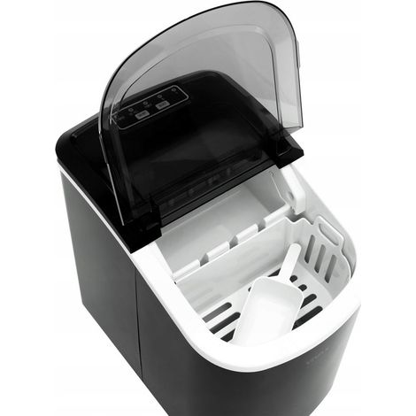 Macchina per cubetti di ghiaccio nera 240 W, capacità 12 kg/giorno, robusta + paletta
