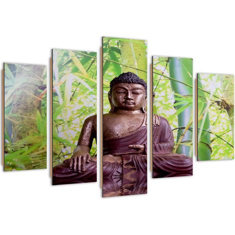 Quadro deco panel 5 parti, Buddha su uno sfondo di bambà¹ - 150x100 (1/5)