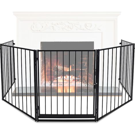 Jiubiaz Barriere de securite lot de 2 cheminée 304 cm 5 panneaux noirs (1/5)