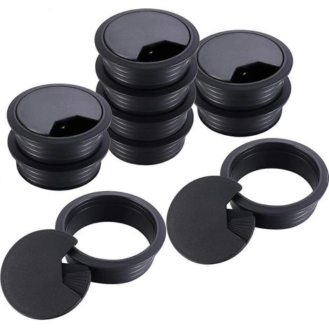 Lot de 10 cordons à œillets noirs pour bureau, cordons en plastique à œillets pour bureau d'ordinateur (trou de fixation) (1/5)