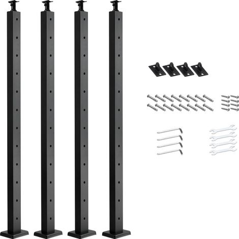 Mophorn Set di Ringhiera 4 Pz per Recinzione da Balcone 1067x100x100 mm, Palo per Pannelli da Giardino, Balcone o Ponte, Kit di Montanti per Balaustrata da Terrazza, Nero