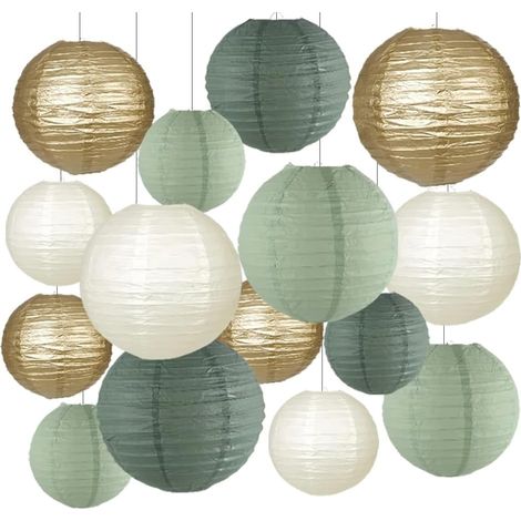 15 Lampion Papier,Suspension Boule,Décoration Mariage,Anniversaire,Fête Jardin (1/5)
