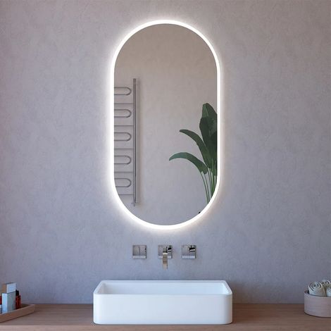 Specchio ovale reversibile 63x110 sabbiatura LED perimetrale retroilluminata (1/5)