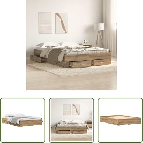 Holzrahmen - Bettrahmen Artisan-Eiche 140 x 190 cm Holzwerkstoff (1/5)
