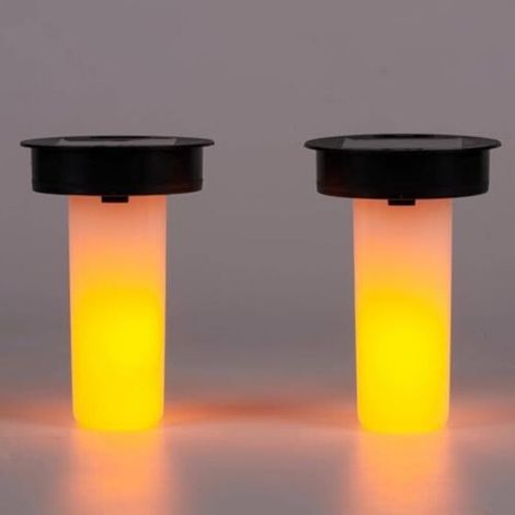 Set of 2 Replacement Waterproof Solar Lanterns - Decorative Solar Flame Atmosphere for Garden, Patio, Camping, Halloween, Christmas Party (3, 3 flames) (1/4)