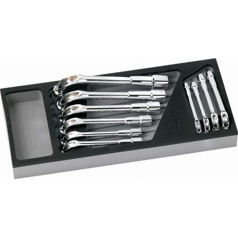 Schaumstoffmodul 1/3 von 10 polierten Pfeifenschlüsseln 6/12-Kant SAM - 93SJ10MM