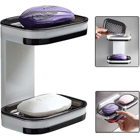 Bar Soap Holder For Shower,with Draining Tray, Drill-free (1/5)